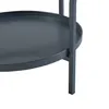 A close-up view of the base of a dark gray metal plant stand, showing the tray and legs. Podgląd zdjęcia produktu