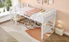 Sweiko 90 x 200 Halbhohes Hochbett mit Stauraumtreppe, Weiß Produktbild-Vorschau 13