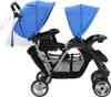 vidaXL Poussette tandem acier bleu et noir Voir les images du produit 4