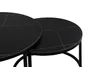 A close-up view of two round nesting tables with black marble-patterned tops and black metal frames. Produktbild-Vorschau