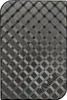 A close-up, top-down view of a gray external hard drive with a plaid pattern. Produktbild-Vorschau
