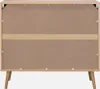 The back of a wooden dresser with three drawers is shown against a white background. Anteprima dell’immagine prodotto