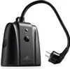 A black outdoor smart plug with a cord and plug. Náhled obrázku produktu