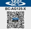 A marketing image for a Scheppach angle grinder, featuring a QR code and product model number. Produktbild-Vorschau