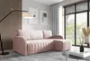 A modern living room with a pink sectional sofa, a floor lamp, and a large window overlooking greenery. Produktbild-Vorschau