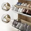 A close-up view of a multi-tiered shoe cabinet, with inset diagrams illustrating the folding mechanism of the shelves. Anteprima dell’immagine prodotto