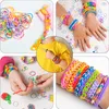 A collage of images showing loom bands and bracelets being made and worn. Podgląd zdjęcia produktu