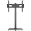 A black TV stand with a flat base and a vertical pole supporting a TV mount. Podgląd zdjęcia produktu