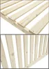 A close-up view of a wooden bed frame slatted base. Produktbild-Vorschau