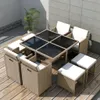 vidaXL 9-tlg. Garten-Essgruppe mit Auflagen Poly Rattan Produktbild-Vorschau 2