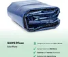 A folded blue solar cover for a pool, with text describing its features. Náhľad obrázku produktu