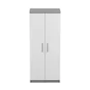 A white wardrobe with gray accents and handles, shown from the front against a white background. Produktbild-Vorschau