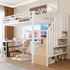 A bedroom or study room with a loft bed, desk, and chair. Voir les images du produit
