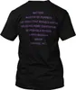The back of a black Metallica t-shirt with song titles printed in purple. Produktbild-Vorschau