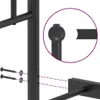 Close-up view of metal bed frame assembly details, showing screws, washers, and connection points. Podgląd zdjęcia produktu