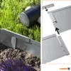 A split image showing garden edging being installed and a close-up of how the pieces connect. Produktbild-Vorschau