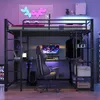A gaming-themed bedroom with a loft bed, desk, and gaming chair. Podgląd zdjęcia produktu