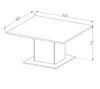 A line drawing of a white high-gloss dining table with dimensions indicated. Produktbild-Vorschau