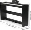 A black digital piano with a stand and pedals, shown from a side-angle with dimensions indicated. Produktbild-Vorschau