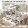 Cama nido de 90x200 cm para niños, color blanco, divisible Vista previa de la imagen del producto 13