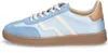 A side view of a blue Gant sneaker with white accents and a tan heel. Produktbild-Vorschau