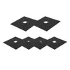 A top-down view of multiple black stove burner covers arranged in two rows against a white background. Produktbild-Vorschau