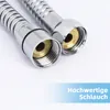 Close-up view of the connectors of two chrome shower hoses, showing the threaded brass fittings. Náhľad obrázku produktu