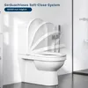 A white toilet with a soft-close lid mechanism shown in motion. Náhled obrázku produktu