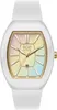 A white Ice Watch with a rainbow-colored face and gold accents is shown against a white background. Produktbild-Vorschau