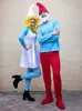 A couple dressed as Smurfs posing against a wall. Produktbild-Vorschau