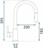 A technical drawing of a kitchen faucet with dimensions indicated. Produktbild-Vorschau