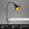 Lampe pince rétro E14 métal noir or Ø114mm bras flexible Voir les images du produit 1
