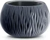 A dark gray, spherical planter with a wavy, textured exterior. Náhľad obrázku produktu