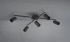 A black ceiling light fixture with five adjustable spotlights is mounted on a gray ceiling. Podgląd zdjęcia produktu