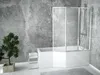 A modern bathroom with a bathtub, shower enclosure, and a small plant. Produktbild-Vorschau