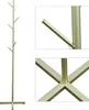 A gold coat rack with a tree-like design and multiple hooks, shown in a studio setting with close-up views of its details. Produktbild-Vorschau