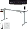 A silver electric height-adjustable desk frame with a black control panel and accessories, presented on a white background. Náhľad obrázku produktu