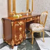 Luxus Barock Schminkkommode Schminktisch mit 7 Schubladen Braun Gold Voir les images du produit