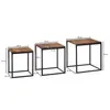 FineBuy Satztisch 3er Set Sheesham Massivholz / Metall Produktbild-Vorschau 3