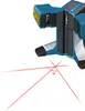 A Bosch laser level projecting red lines onto a white surface, indicating a 90-degree angle. Voir les images du produit
