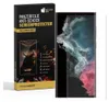 A product box for a screen protector is shown next to a smartphone with the screen protector applied. Produktbild-Vorschau