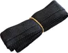 A black fabric strap rolled up and secured with a yellow rubber band, isolated on a white background. Produktbild-Vorschau