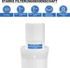 A water filter cartridge inside a housing, with accompanying icons and text detailing its specifications. Produktbild-Vorschau