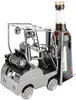 A metal figurine of a forklift holding a beer bottle. Podgląd zdjęcia produktu