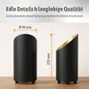 Two black cylindrical lamps with gold interiors are shown, with dimensions indicated. Produktbild-Vorschau