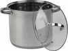 A stainless steel cooking pot with a glass lid. Produktbild-Vorschau