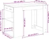 A diagram of a desk with dimensions and measurements. Produktbild-Vorschau