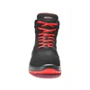 A front view of a black and red work boot. Produktbild-Vorschau