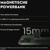 A product image showcasing a magnetic power bank with text detailing its features and a phone being charged. Produktbild-Vorschau