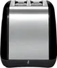 A front view of a black and stainless steel toaster. Produktbild-Vorschau